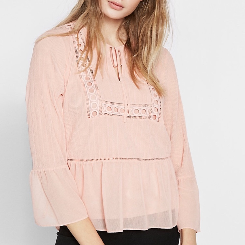 Express blush peasant blouse, size M, New (no tag)